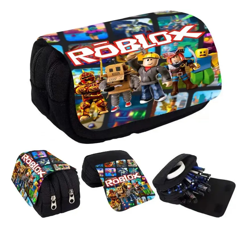 Cartuchera 2 Estuche Para Lápices Roblox-3d Negro Liso