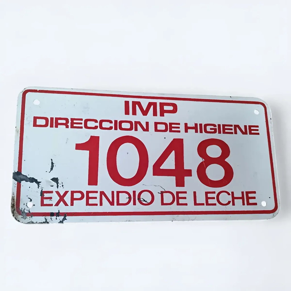 Placa Expendio De Leche Montevideo N°1048 Antigüedad Deco