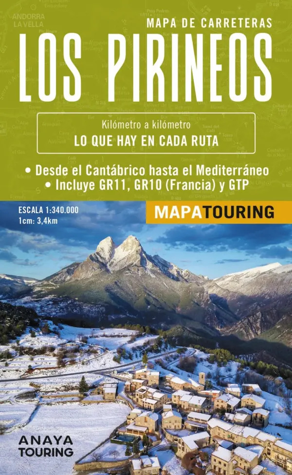 Mapa De Los Pirineos 1:340.000 - (desplegable), De Anaya Touring. Editorial Anaya En Spa