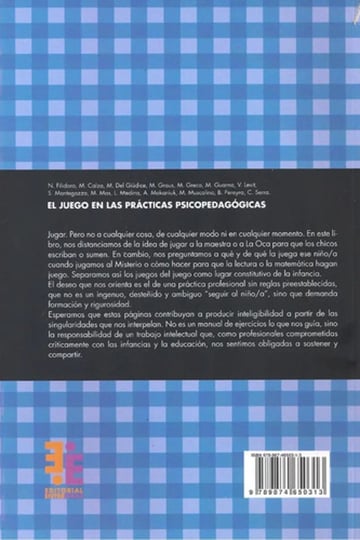 Portada de Juego En Las Practicas Psicopedagogicas, El.filidoro, Norma