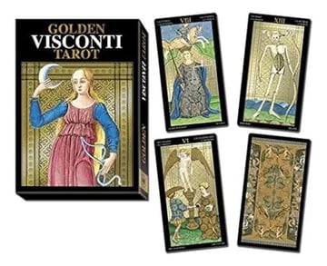 Portada de Golden Visconti Grand Trumps, De Lo Scarabeo. Editorial Llewellyn Publications En Español