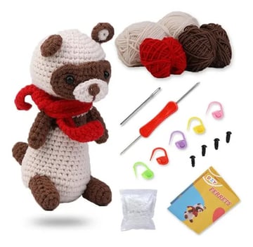 Kit De Ganchillo De Animales Tejido De Bricolaje De Hurón Rojo