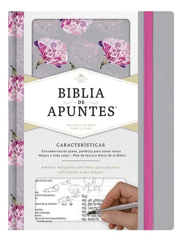 Biblia De Apuntes Rvr60  Rosa Y Gris  Tela Impresa