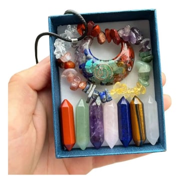 Set 9 Yoga De Piedras Cuarzo Curativas Y Cristales Chakras Blanco