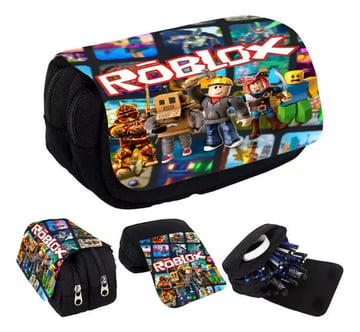 Cartuchera 2 Estuche Para Lápices Roblox-3d Negro Liso