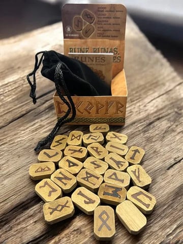 Runas De Madera Kit Esotérico Para Adivinación Y Meditación