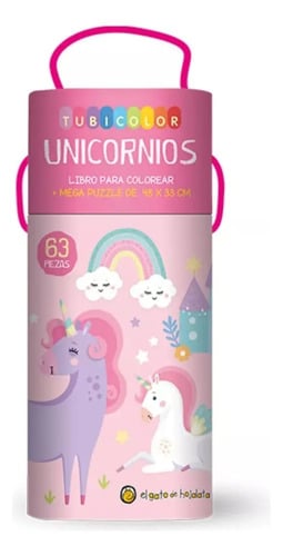 Portada de Tubicolor Unicornios Libro Para Colorear + Mega Puzzle