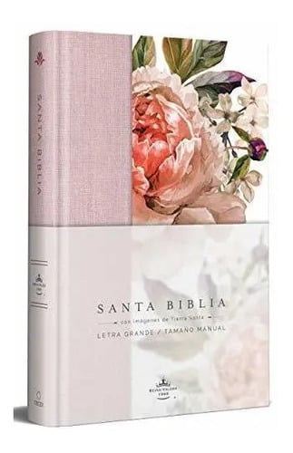 Portada de Biblia Rvr 1960: Tapa Dura Tela Rosada Con Flores