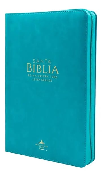 Biblia Rv1960 Clásica Turquesa Con Cierre Y Canto Dorado, De Reina Valera. Editorial Mundo Biblia, Tapa Blanda En Español
