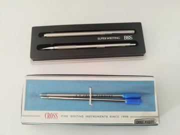 Lote Escritura Vintage Bs Lapiz Mecanico Repuestos Cross Set Plateado Azul