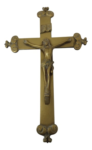 Cruz Catolica Bronce Macizo Pared Cristo Decorativa 30x20 Cm