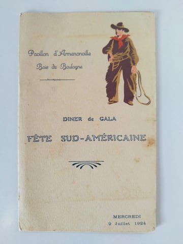 Menu Gala Sud Americano Paris 1924 Olimpiada Antiguo Uy Raro