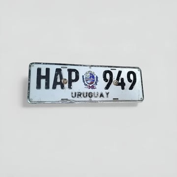 Matrícula Uruguay Vintage Hap 949 Decoración Colección