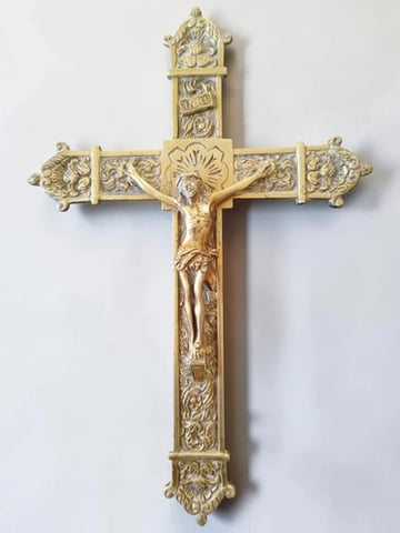Cruz Bronce Cristo Grande Crucifijo Antiguo Decorativo Deco