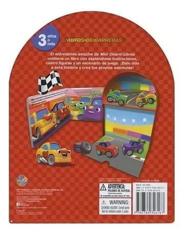 Autos De Carreras Mini Libros Con 4 Carritos Niños +4 Años