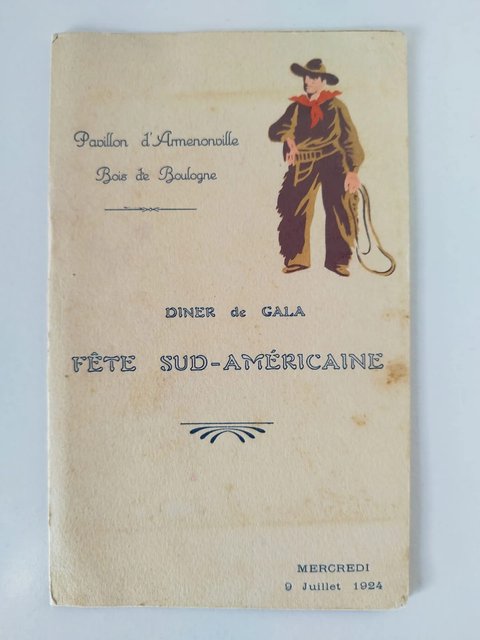 Menu Gala Sud Americano Paris 1924 Olimpiada Antiguo Uy Raro