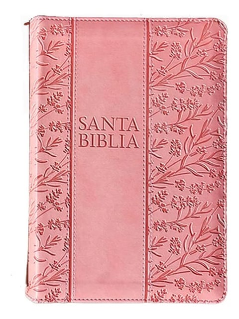 Biblia Rvr1960 Letra Grande Cierre Índice Rosa Floral