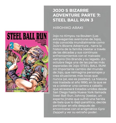 Manga, Jojo's Bizarre Adventure Part Vii - Steel Ball Run 03