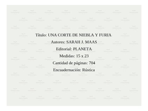 Una Corte De Niebla Y De Furia - Sarah J. Maas