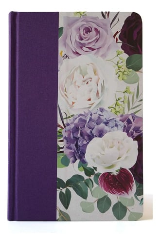 Biblia Rvr1960 Letra Grande Tapa Dura Tela Morada Flores