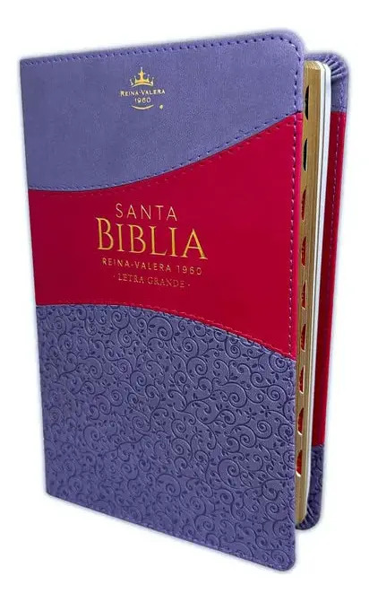 Biblia Rvr 1960 Letra Grande Tamaño Manual Símil Piel Duotone Lila Morado Con Índice Con Cierre, De Rvr1960. Editorial Sociedad Biblica En Español