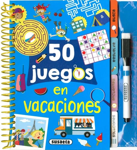 Libro 50 Juegos Vacaciones Niños Actividades Familia Editorial Susaeta, Tapa Dura ( 2024)