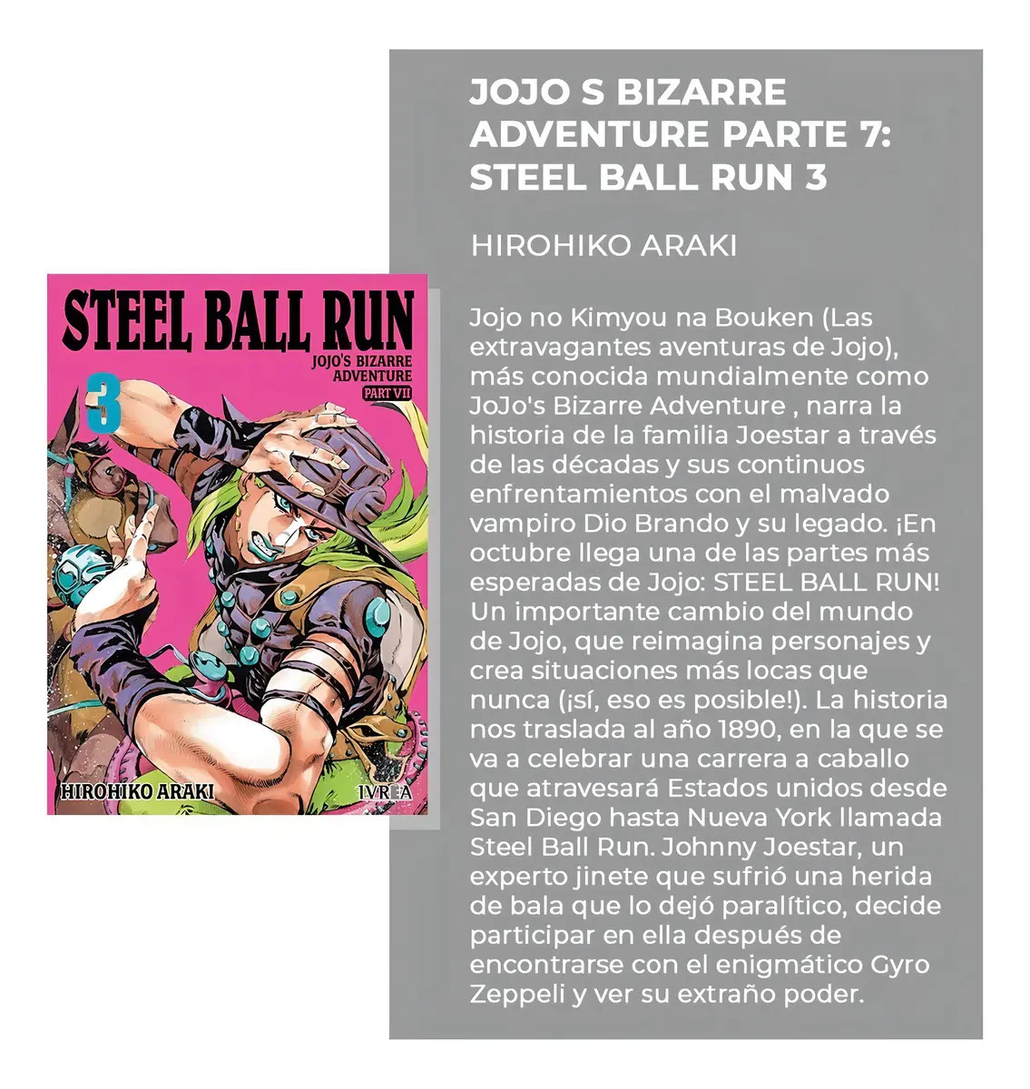 Manga, Jojo's Bizarre Adventure Part Vii - Steel Ball Run 03