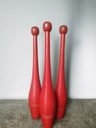 Clavas Madera Rojas Antiguas Decoración Vintage Circo Set 3 — imagen 2