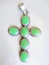 Dije Cruz Plata 925 Con Jaspe Verde Colgante Vintage Antiguo Plateado — imagen 3