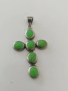 Dije Cruz Plata 925 Con Jaspe Verde Colgante Vintage Antiguo Plateado — imagen 4