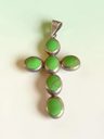 Dije Cruz Plata 925 Con Jaspe Verde Colgante Vintage Antiguo Plateado — imagen 1