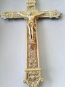 Cruz Bronce Cristo Grande Crucifijo Antiguo Decorativo Deco — imagen 4