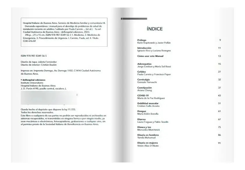 Libro Demanda Espontánea, De Servicio De Clínica Médica / Servicio De Medicina Familiar Y Comunitaria / Hospital Italiano De Buenos Aires, Vol. 1. Editorial Delhospital, Tapa Blanda ( 2022) — imagen 2