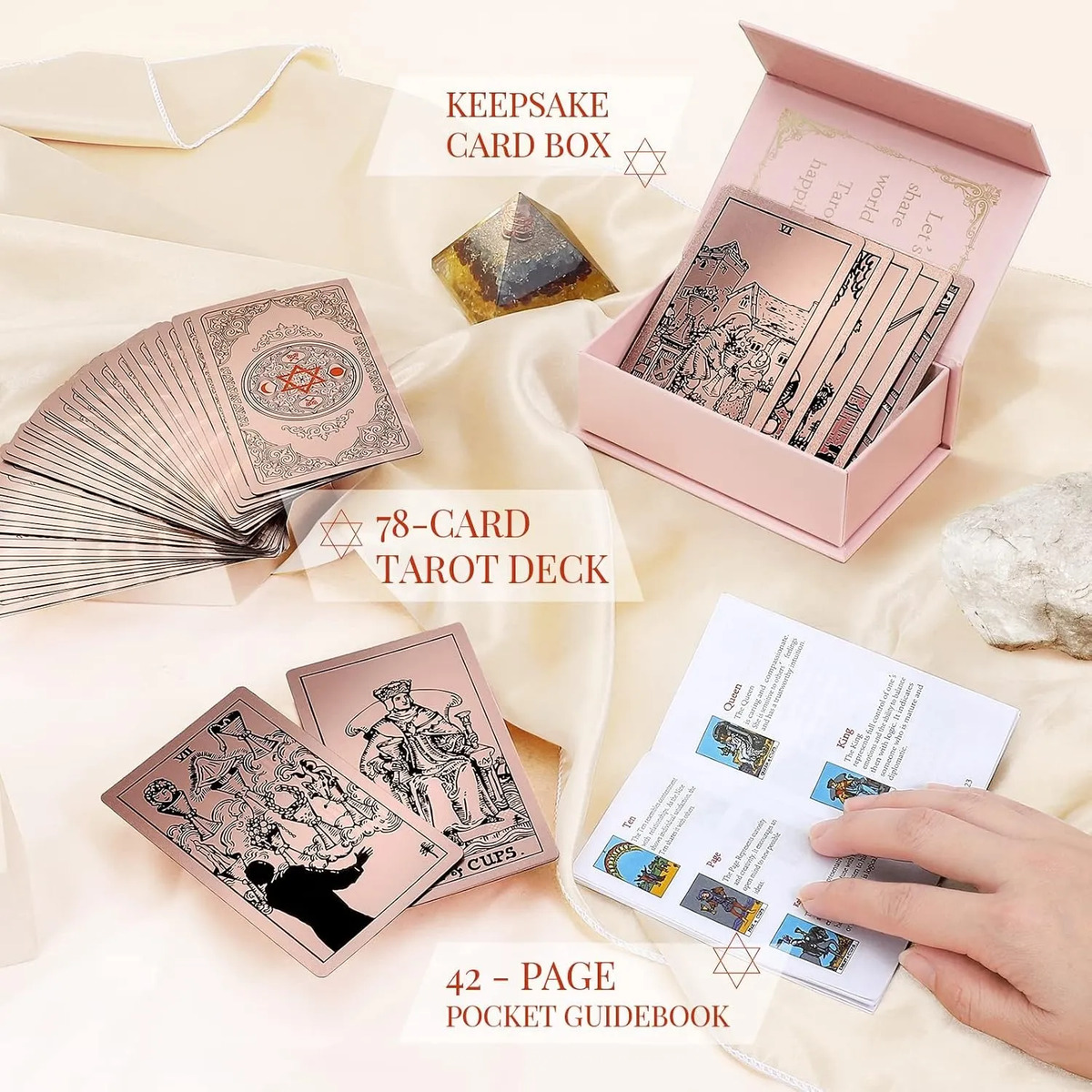 Tarot Gold Foil Rosa 78 Cartas Impermeables Rider Waite — imagen 3