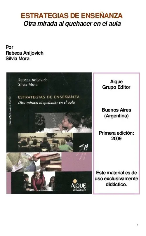 Estrategias De Enseñanza - R. Anijovich Y S. Mora — imagen 3