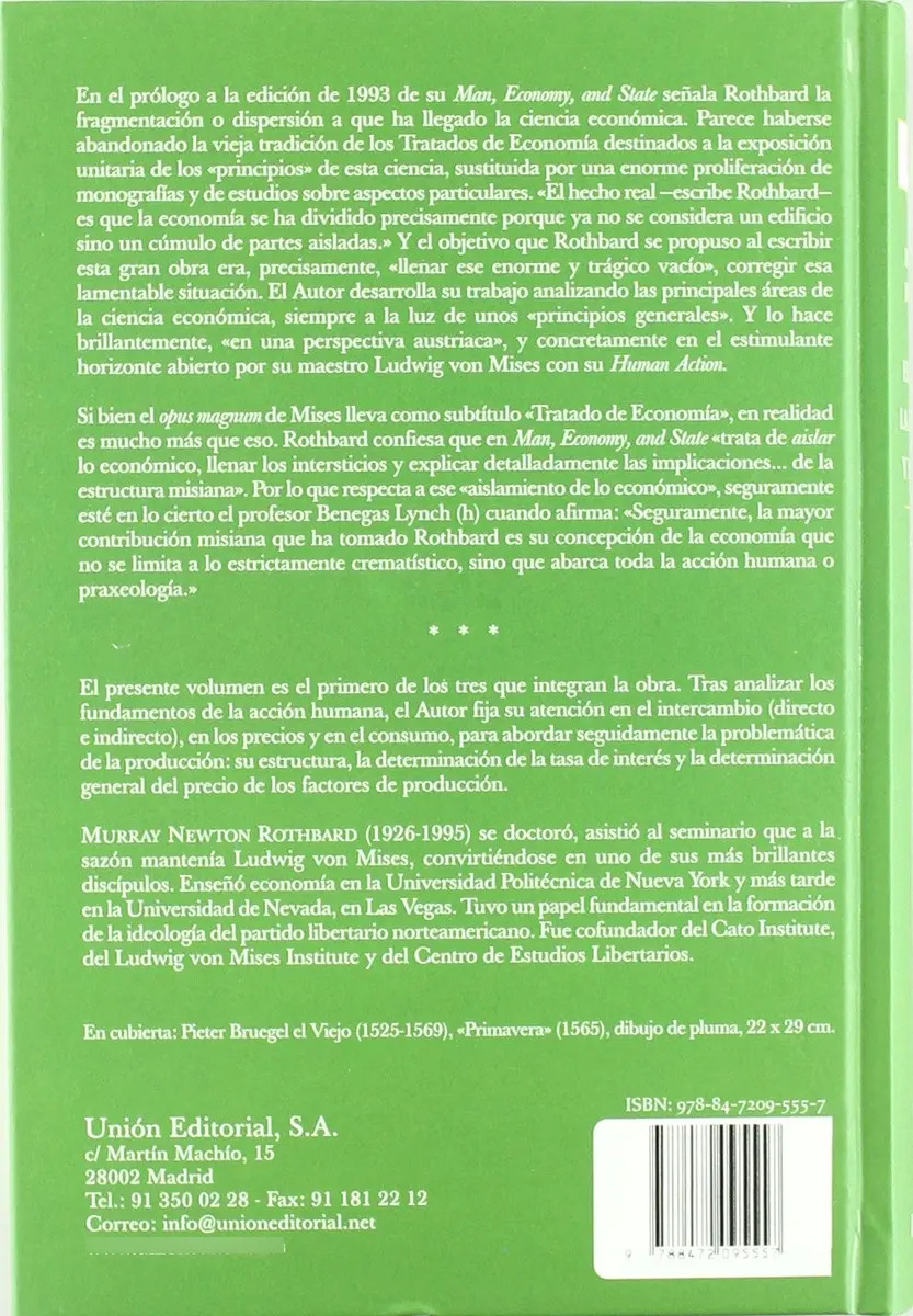 El Hombre La Economía Y El Estado Murray N. Rothbard Tapa D — imagen 2