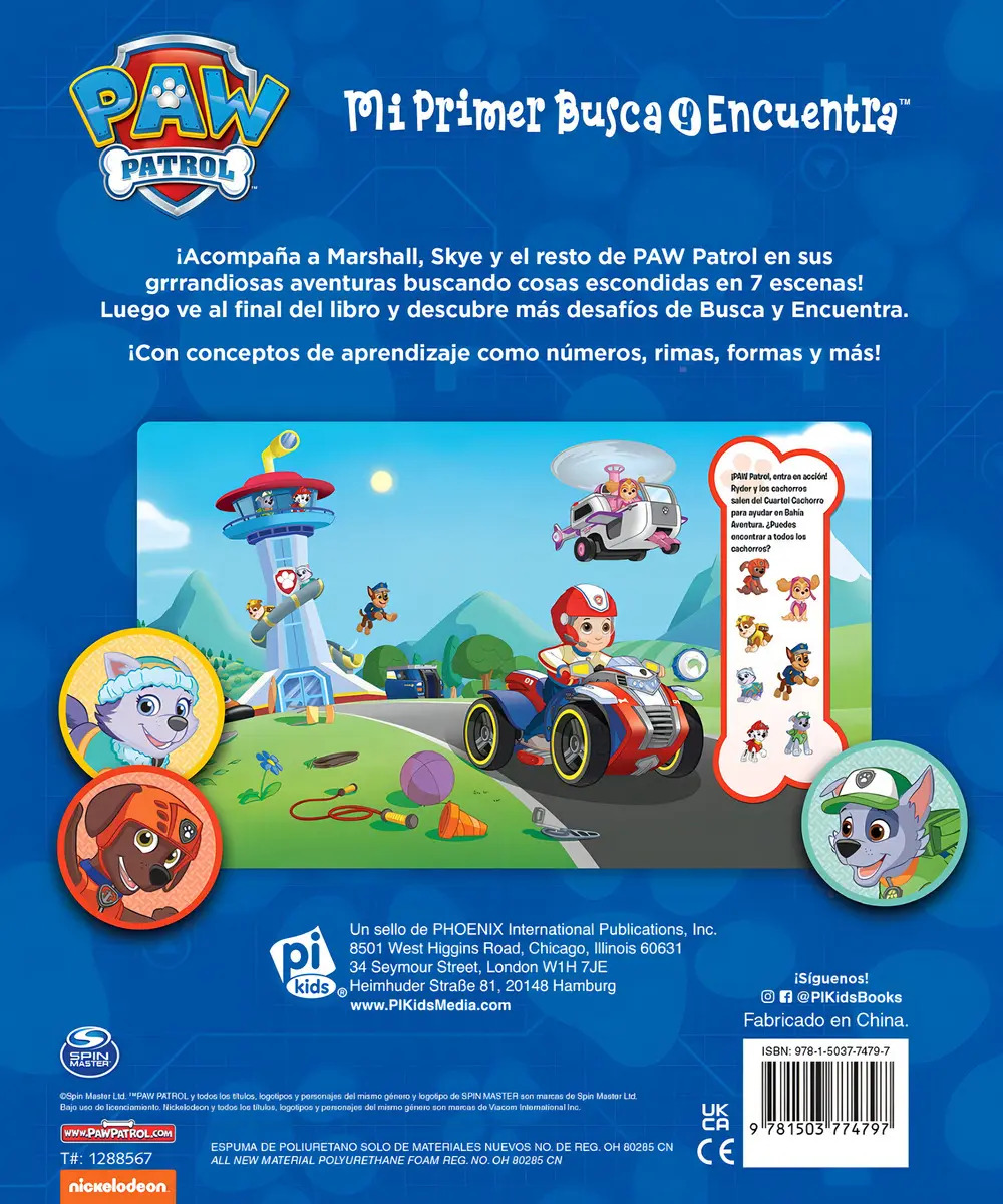 Libro Busca Y Encuentra Con Stickers Paw Patrol-pi Kids Vol. 1. Editorial Phoenix International Publications Inc., Tapa Dura, Edición 2024 En Español — imagen 8